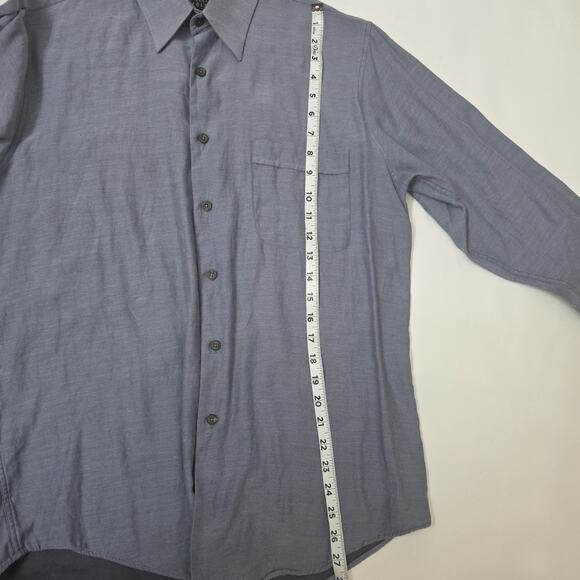 Perry Ellis Slate Gray 100% Cotton Long Sleeve Button Down Shirt Size 32/33 Soft - Picture 6 of 7